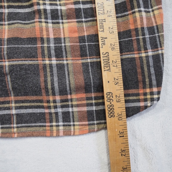 Haupt Sz M Men's Plaid Casual Button Down Shirt - Black and Orange - Picture 8 of 10